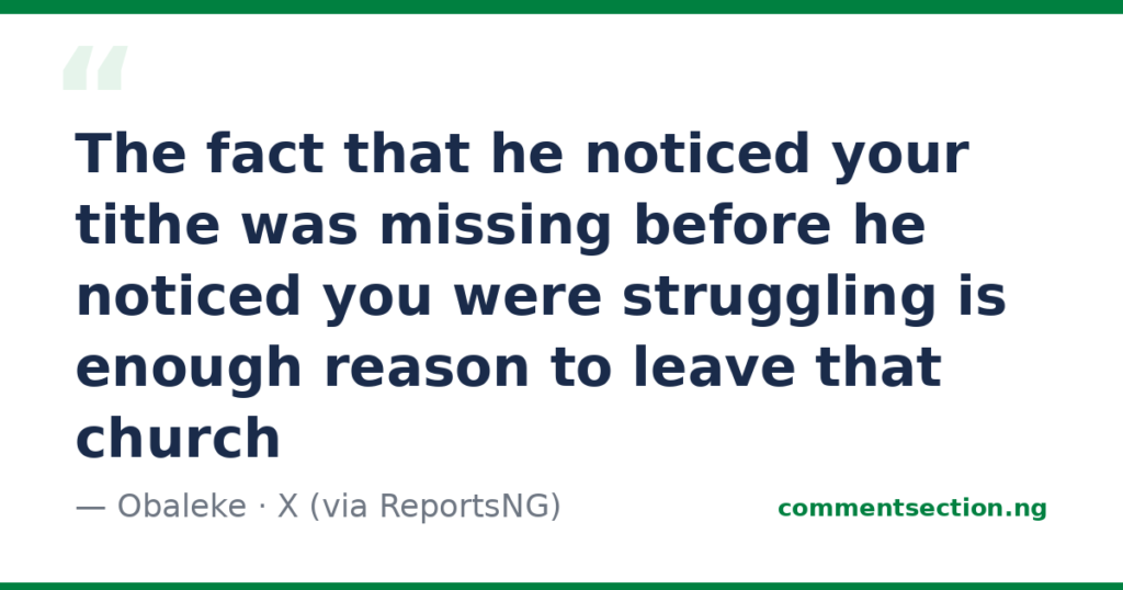 Quote card: Obaleke's one-line comment on the church tithe debate