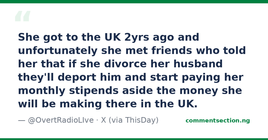 Quote card: @OvertRadioLIve's counter-claim on the viral UK sponsorship 60 days story